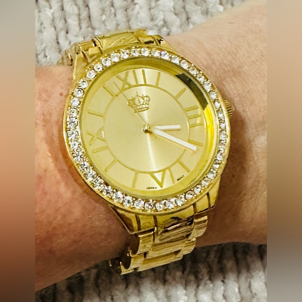 Ladies Park Lane Gold Tone Watch Rhinestone Bezel Fits 6.5” Wrist GUC